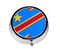 Mini pilulier rond à 3 compartiments Motif drapeau du Congo Coloré imprimé