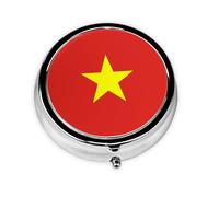 Mini pilulier rond à 3 compartiments - Motif drapeau vietnamien - Coloré - Portable