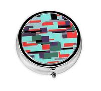 Mini pilulier rond à 3 compartiments - Motif rayé - Coloré - Portable