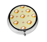 Mini pilulier rond à 3 compartiments, petit pilulier de dessin animé chat café coloré imprimé boîte à pilules de voyage portable