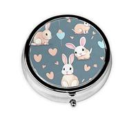 Mini pilulier rond à 3 compartiments, petit pilulier de dessin animé mignon lapin coloré imprimé boîte à pilules de voyage portable