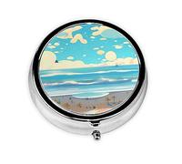 Mini pilulier rond à 3 compartiments, petit pilulier de plage, dessin animé, coloré, imprimé, boîte à pilules de voyage portable