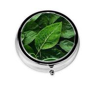 Mini pilulier rond à 3 compartiments, petite boîte à pilules de voyage avec feuilles vertes et colorées, imprimé