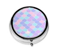Mini pilulier rond à 3 compartiments, petite boîte à pilules de voyage avec motif tatouage de sirène, coloré