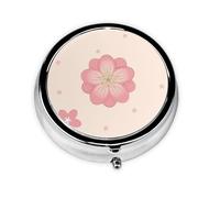 Mini pilulier rond à 3 compartiments - Petite boîte à pilules de voyage - Motif fleurs de cerisier rose - Imprimé coloré
