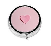 Mini pilulier rond à 3 composants en forme de cœur rose pour contenir des vitamines et des médicaments