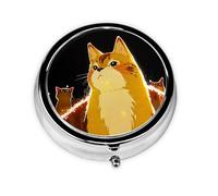 Mini pilulier rond à la recherche de chat, peut être mis dans un portefeuille, une poche, léger et pratique, pilulier à 3 compartiments, pilulier portable,