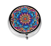 Mini pilulier rond à motif rétro, peut être mis dans un portefeuille, une poche, léger et pratique, pilulier à 3 compartiments, boîte à pilules portable
