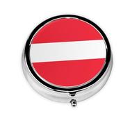 Mini pilulier rond avec drapeau autrichien, peut être mis dans un portefeuille, une poche, léger et pratique, 3 compartiments, pilulier portable,
