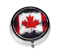 Mini pilulier rond avec drapeau canadien, peut être mis dans un portefeuille, une poche, léger et pratique, pilulier à 3 compartiments, pilulier portable,