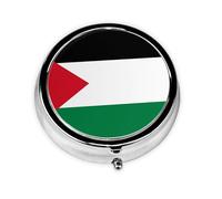 Mini pilulier rond avec drapeau de l'État de Palestine, peut être mis dans un portefeuille, une poche, léger et pratique, pilulier à 3 compartiments, pilulier portable,