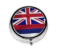 Mini pilulier rond avec drapeau d'Hawaï - Peut être mis dans un portefeuille, une poche, léger et pratique - 3 compartiments - Pilulier portable