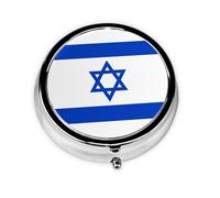 Mini pilulier rond avec drapeau israélien, 3 compartiments, peut être mis dans un portefeuille, une poche, léger et pratique
