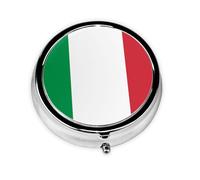 Mini pilulier rond avec drapeau italien, léger et portable, avec 3 inserts en plastique, convient pour le transport dans les poches ou les portefeuilles.