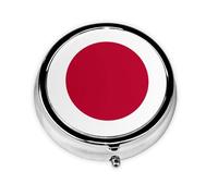 Mini pilulier rond avec drapeau japonais, léger et portable, avec 3 inserts en plastique, convient pour le transport dans les poches ou les portefeuilles.