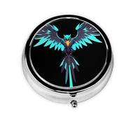 Mini pilulier rond avec emblème Circuit Hawk, peut être mis dans un portefeuille, une poche, léger et pratique, pilulier à 3 compartiments, pilulier portable,