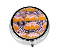 Mini pilulier rond avec peinture abstraite, peut être mise dans un portefeuille, une poche, légère et pratique, pilulier à 3 compartiments, pilulier portable,