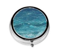 Mini pilulier rond bleu profond à 3 compartiments, peut être mis dans un portefeuille, une poche, léger et pratique