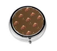 Mini pilulier rond carré chocolat Gâteau léger et portable, avec 3 inserts en plastique, convient pour le transport dans les poches ou portefeuilles.