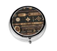 Mini pilulier rond de style bohème, peut être mis dans un portefeuille, une poche, léger et pratique, pilulier à 3 compartiments, boîte à pilules portable