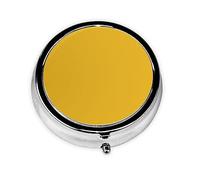 Mini pilulier rond doré de couleur unie, 3 compartiments, peut être mis dans un portefeuille, une poche, léger et pratique