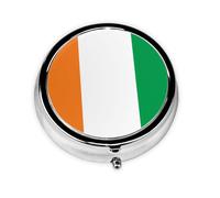 Mini pilulier rond drapeau de la Côte d'Ivoire Léger et portable avec 3 inserts en plastique Convient pour le transport dans les poches ou les portefeuilles.
