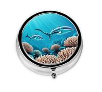 Mini pilulier rond en forme de baleine de haute mer, léger et portable, avec 3 inserts en plastique, convient pour le transport dans les poches ou les portefeuilles.