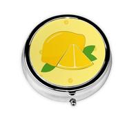 Mini pilulier rond en forme de citron de dessin animé, léger et portable, avec 3 inserts en plastique, convient pour le transport dans les poches ou les portefeuilles.