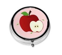 Mini pilulier rond en forme de fruits rouges de dessin animé, léger et portable, avec 3 inserts en plastique, convient pour le transport dans les poches ou les portefeuilles.