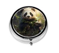 Mini pilulier rond en forme de panda mignon, 3 compartiments, peut être mis dans un portefeuille, une poche, léger et pratique