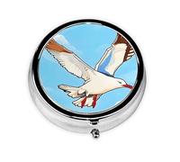 Mini pilulier rond Flying Seagulls, peut être mis dans un portefeuille, une poche, léger et pratique, 3 compartiments, pilulier portable,