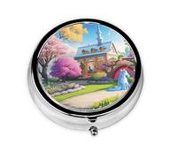 Mini pilulier rond licorne conte de fées, léger et portable, avec 3 inserts en plastique, convient pour le transport dans les poches ou les portefeuilles.