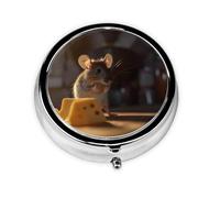 Mini pilulier rond Mice - Peut être mis dans un portefeuille, une poche, léger et pratique - Pilulier à 3 compartiments - Pilulier portable
