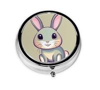 Mini pilulier rond mignon petit lapin, peut être mis dans un portefeuille, une poche, léger et pratique, pilulier à 3 compartiments, boîte à pilules portable