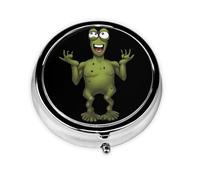 Mini pilulier rond Naughty Frog, peut être mis dans un portefeuille, une poche, léger et pratique, 3 compartiments, pilulier portable,