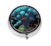 Mini pilulier rond Neon Ant Colony, peut être mis dans un portefeuille, une poche, léger et pratique, 3 compartiments, pilulier portable,
