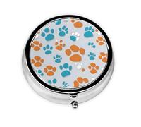 Mini pilulier rond WZYWHJ Animal Paw Printing Small and Portable with cloisons for Medicine Storage for Travel and Daily use