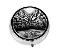 Mini pilulier rond WZYWHJ Art Graffiti Impression murale Petit et portable avec cloisons pour le stockage des médicaments pour Voyage et usage quotidien