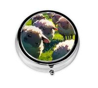 Mini Pilulier Rond WZYWHJ Beau Imprimé Mouton Petit et Portable avec Cloisons pour Rangement Médicaments pour Voyage et Usage quotidien