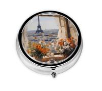 Mini Pilulier Rond WZYWHJ Beaux Pylônes au Distance Impression Petite et Portable avec Cloisons pour Rangement Médicaments pour Voyage et Usage quotidien