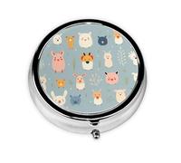 Mini Pilulier Rond WZYWHJ Cartoon Animal Impression Petite et Portable avec Cloisons pour Rangement Médicaments pour Voyage et Usage Quotidien