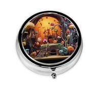 Mini pilulier rond WZYWHJ Cartoon Art Printing Small and Portable with partitions for Medicine Storage for Travel and Daily use