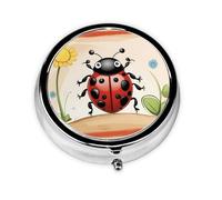 Mini pilulier rond WZYWHJ Cartoon Coccinelle Imprimés Petite et Portable avec cloisons pour le stockage des médicaments pour Voyage et usage quotidien