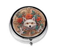 Mini Pilulier Rond WZYWHJ Chiot Broderie Motif Petit et Portable avec Cloisons pour Rangement Médicaments pour Voyage et Usage quotidien