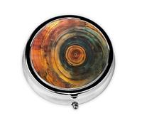 Mini pilulier rond WZYWHJ coloré avec piquets en bois imprimés petite et portable avec cloisons pour le stockage des médicaments pour les voyages et un usage quotidien