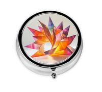 Mini pilulier rond WZYWHJ coloré motif découpé en papier petit et portable avec cloisons pour le stockage des médicaments pour les voyages et un usage quotidien