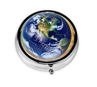 Mini pilulier rond WZYWHJ Cosmic Earth Prints Petite et portable avec cloisons pour le stockage des médicaments pour les voyages et un usage quotidien