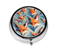 Mini Pilulier Rond WZYWHJ Cube Imprimé Renard Petit et Portable avec Cloisons pour Rangement Médicaments pour Voyage et Usage quotidien