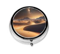 Mini pilulier rond WZYWHJ Desert Stars Picture Small and Portable with cloisons for Medicine Storage for Travel and Daily use