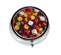 Mini pilulier rond WZYWHJ Games Dice Set Pattern Small and Portable with partitions for Medicine Storage for Travel and Daily use